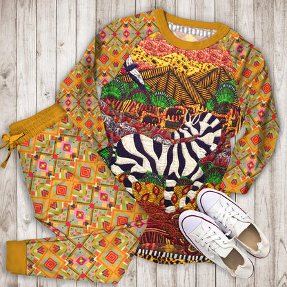 African Pajama Set | Pajamas | Cotton Sleepwear Sets | Soft Long Sleeve Pjs | Raglan Shirt and Pants Set