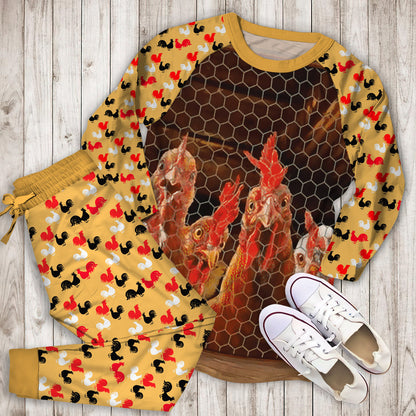 Rooster Family Collection Pajama Set |Sleepwear Pjs Sets | Raglan Shirt Pants Set