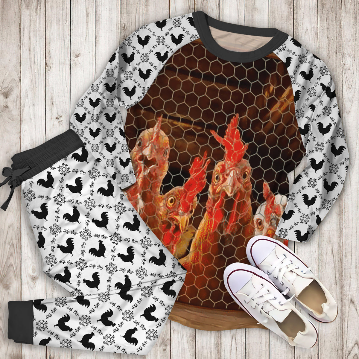 Rooster Family Collection Pajama Set |Sleepwear Pjs Sets | Raglan Shirt Pants Set