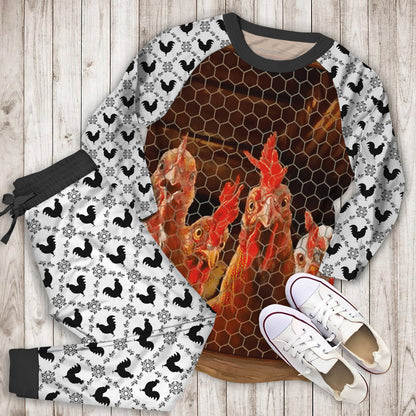 Rooster Family Collection Pajama Set |Sleepwear Pjs Sets | Raglan Shirt Pants Set