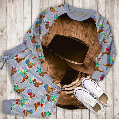 Cowboy Pajama Set | Pajamas | Cotton Sleepwear Sets | Soft Long Sleeve Pjs | Raglan Shirt and Pants Set