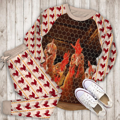 Rooster Family Collection Pajama Set |Sleepwear Pjs Sets | Raglan Shirt Pants Set