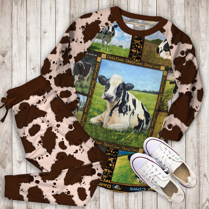 Dairy Cows Pajama Set | Pajamas | Cotton Sleepwear Sets | Soft Long Sleeve Pjs | Raglan Shirt and Pants Set