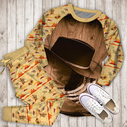 Cowboy Pajama Set | Pajamas | Cotton Sleepwear Sets | Soft Long Sleeve Pjs | Raglan Shirt and Pants Set