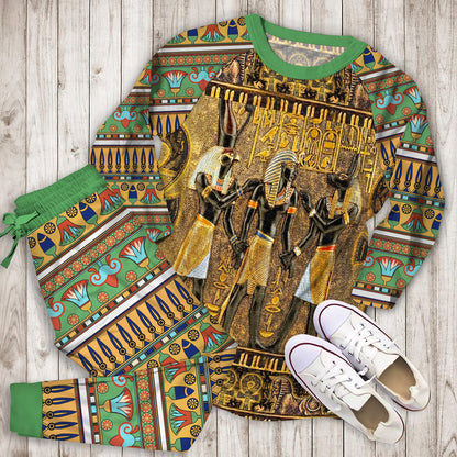 Ancient Egyptian God Pajama Set | Pajamas | Cotton Sleepwear Sets | Soft Long Sleeve Pjs | Raglan Shirt and Pants Set