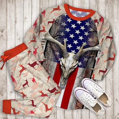 Deer Hunting Pajama Set | Pajamas | Cotton Sleepwear Sets | Soft Long Sleeve Pjs | Raglan Shirt and Pants Set