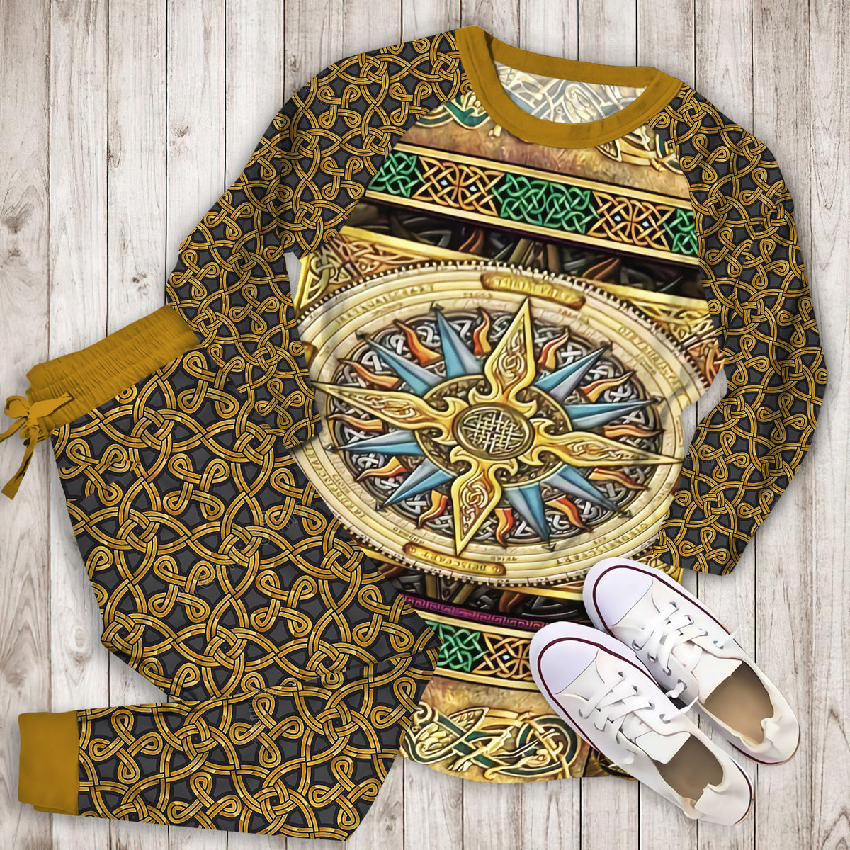 Celtic Pajama Set | Pajamas | Cotton Sleepwear Sets | Soft Long Sleeve Pjs | Raglan Shirt and Pants Set