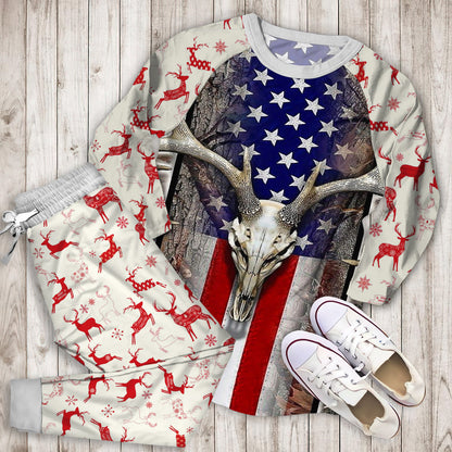 Deer Hunting Pajama Set | Pajamas | Cotton Sleepwear Sets | Soft Long Sleeve Pjs | Raglan Shirt and Pants Set