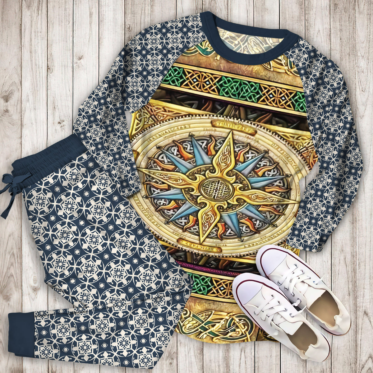 Celtic Pajama Set | Pajamas | Cotton Sleepwear Sets | Soft Long Sleeve Pjs | Raglan Shirt and Pants Set