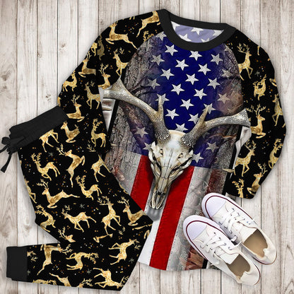 Deer Hunting Pajama Set | Pajamas | Cotton Sleepwear Sets | Soft Long Sleeve Pjs | Raglan Shirt and Pants Set