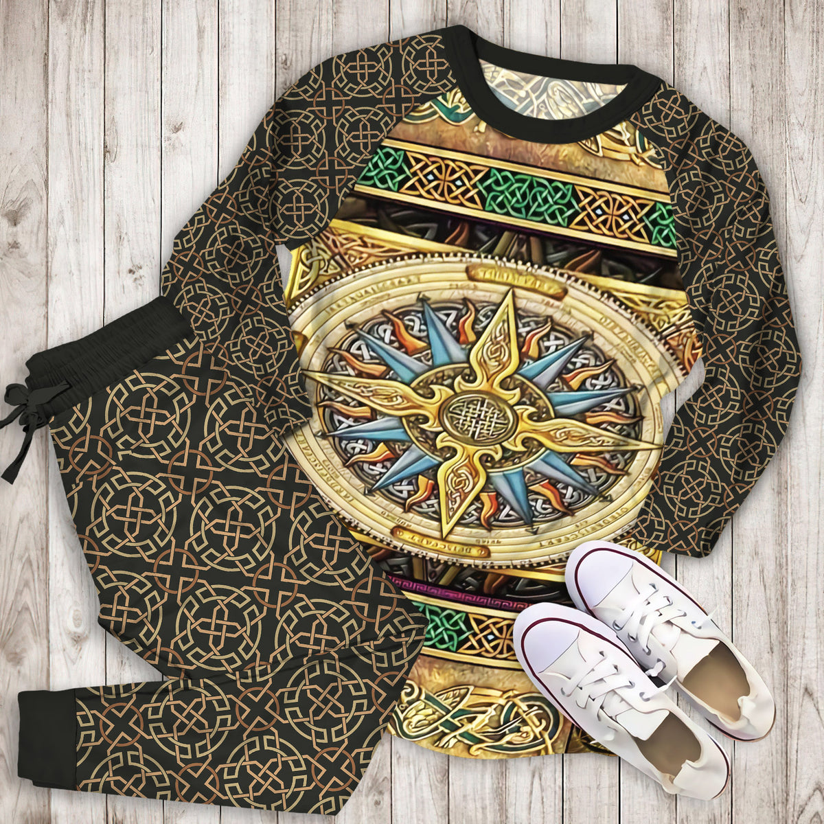 Celtic Pajama Set | Pajamas | Cotton Sleepwear Sets | Soft Long Sleeve Pjs | Raglan Shirt and Pants Set