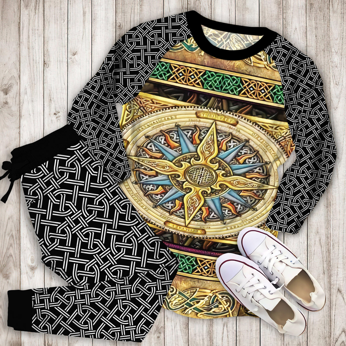 Celtic Pajama Set | Pajamas | Cotton Sleepwear Sets | Soft Long Sleeve Pjs | Raglan Shirt and Pants Set