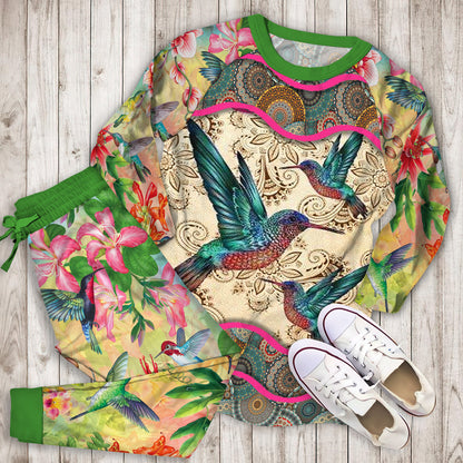 Hummingbird Pajama Set | Pajamas | Cotton Sleepwear Sets | Soft Long Sleeve Pjs | Raglan Shirt and Pants Set