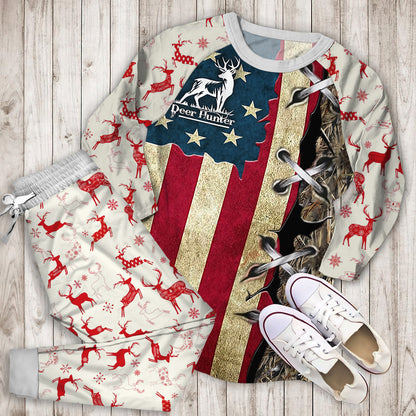 Deer Hunting Pajama Set | Pajamas | Cotton Sleepwear Sets | Soft Long Sleeve Pjs | Raglan Shirt and Pants Set