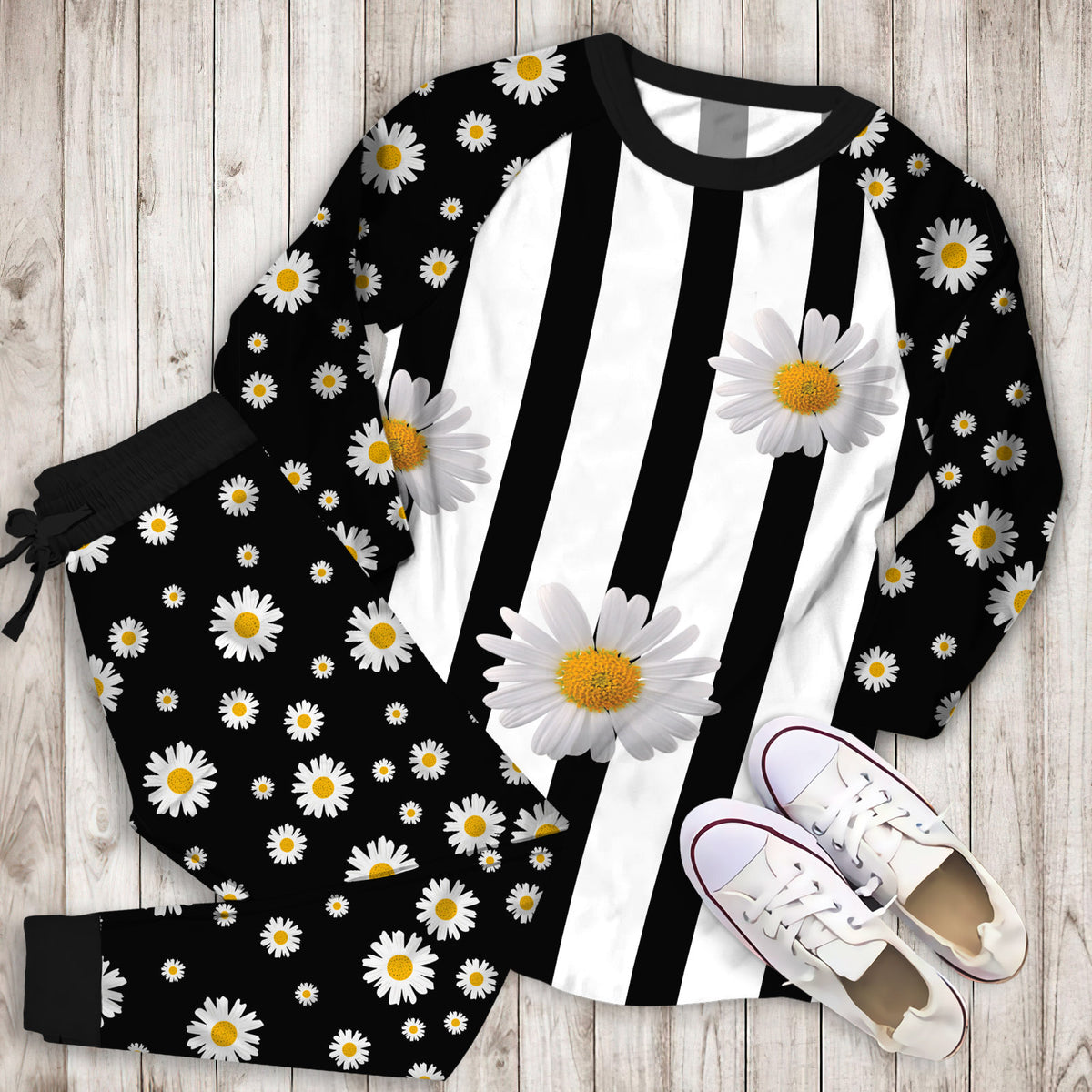 Daisy Pajama Set | Pajamas | Cotton Sleepwear Sets | Soft Long Sleeve Pjs | Raglan Shirt and Pants Set