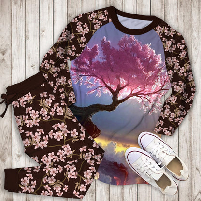 Cherry Blossom Tokyo Pajama Set | Pajamas | Cotton Sleepwear Sets | Soft Long Sleeve Pjs | Raglan Shirt and Pants Set