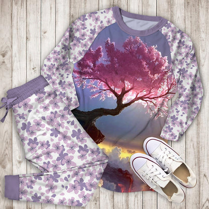 Cherry Blossom Tokyo Pajama Set | Pajamas | Cotton Sleepwear Sets | Soft Long Sleeve Pjs | Raglan Shirt and Pants Set