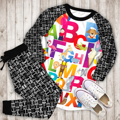 The Alphabet Pajama Set |Sleepwear Pjs Sets | Raglan Shirt Pants Set