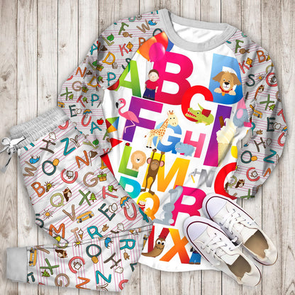 The Alphabet Pajama Set |Sleepwear Pjs Sets | Raglan Shirt Pants Set