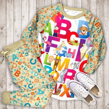 The Alphabet Pajama Set |Sleepwear Pjs Sets | Raglan Shirt Pants Set