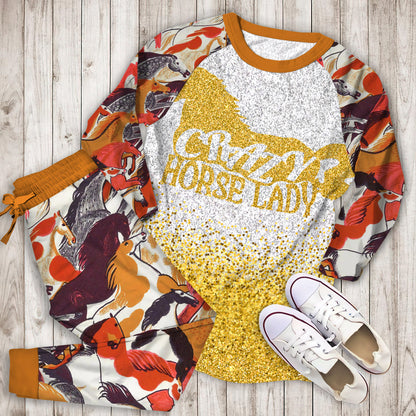 Crazy Horse Lady Pajama Set | Pajamas | Cotton Sleepwear Sets | Soft Long Sleeve Pjs | Raglan Shirt and Pants Set