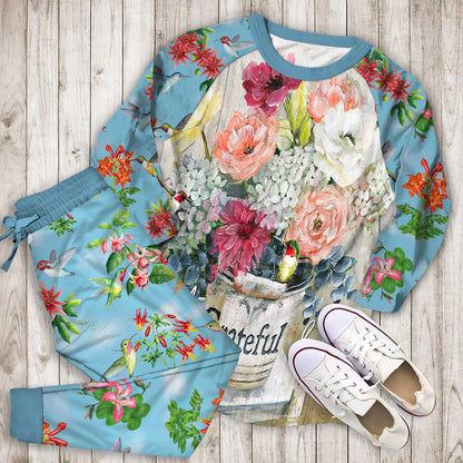 Humming Bird Pajama Set | Pajamas | Cotton Sleepwear Sets | Soft Long Sleeve Pjs | Raglan Shirt and Pants Set