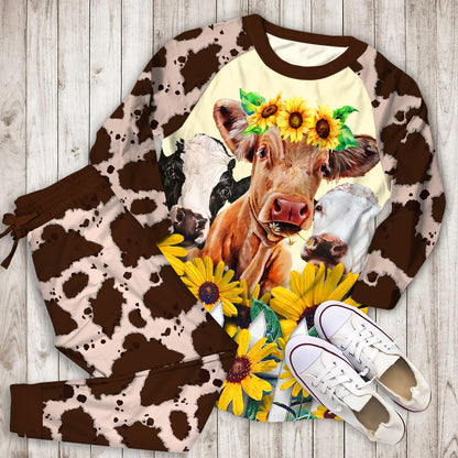 Cow Pajama Set | Pajamas | Cotton Sleepwear Sets | Soft Long Sleeve Pjs | Raglan Shirt and Pants Set