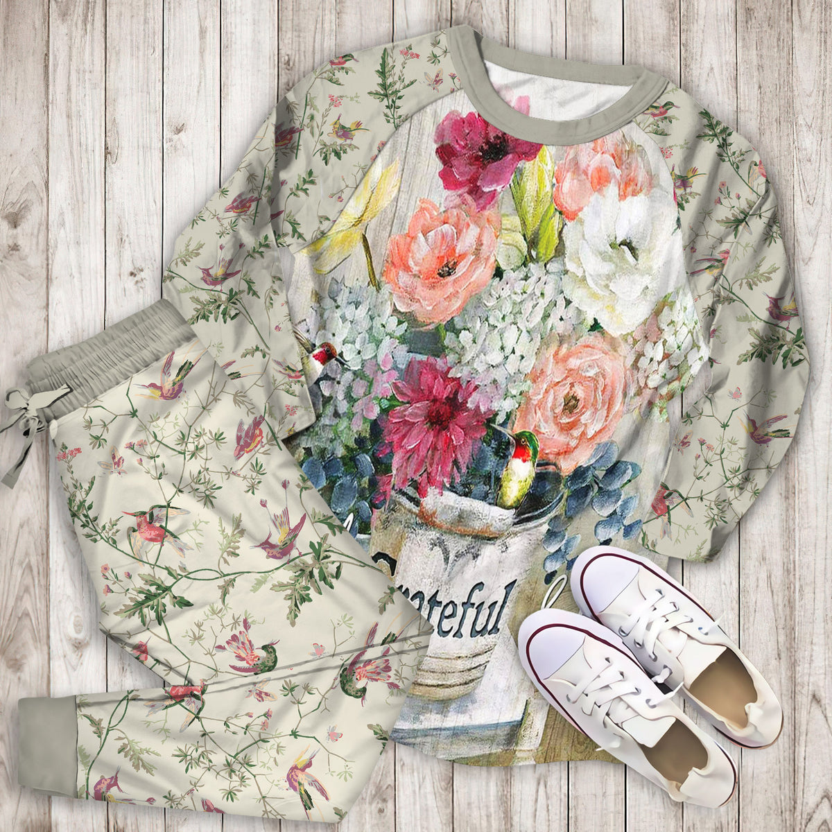 Humming Bird Pajama Set | Pajamas | Cotton Sleepwear Sets | Soft Long Sleeve Pjs | Raglan Shirt and Pants Set