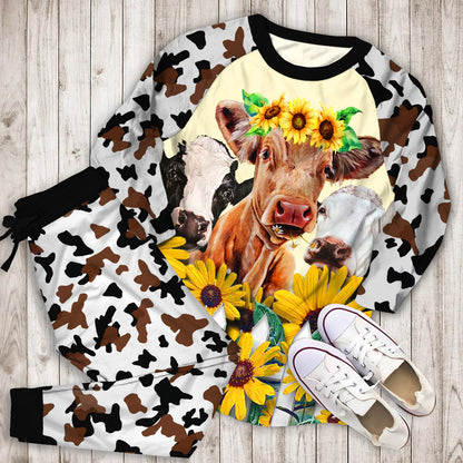 Cow Pajama Set | Pajamas | Cotton Sleepwear Sets | Soft Long Sleeve Pjs | Raglan Shirt and Pants Set