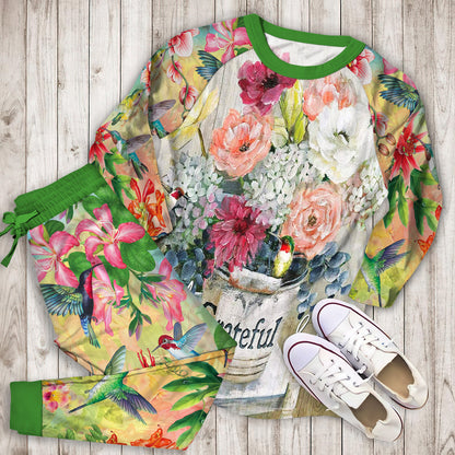 Humming Bird Pajama Set | Pajamas | Cotton Sleepwear Sets | Soft Long Sleeve Pjs | Raglan Shirt and Pants Set