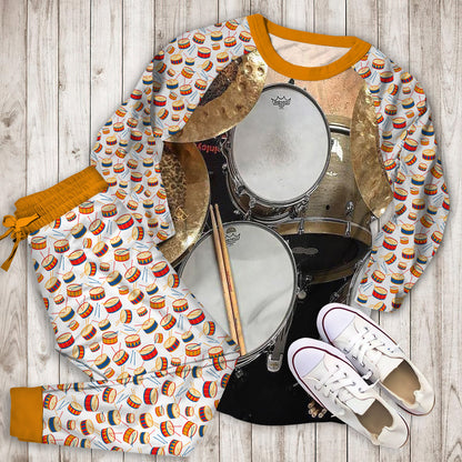Drum Pajama Set | Pajamas | Cotton Sleepwear Sets | Soft Long Sleeve Pjs | Raglan Shirt and Pants Set
