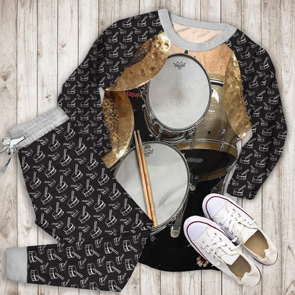 Drum Pajama Set | Pajamas | Cotton Sleepwear Sets | Soft Long Sleeve Pjs | Raglan Shirt and Pants Set