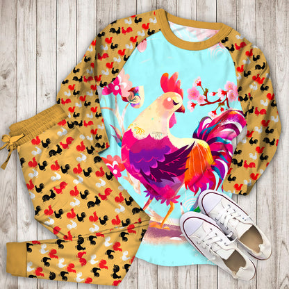 Rooster Pajama Set | Pajamas | Cotton Sleepwear Sets | Soft Long Sleeve Pjs | Raglan Shirt and Pants Set