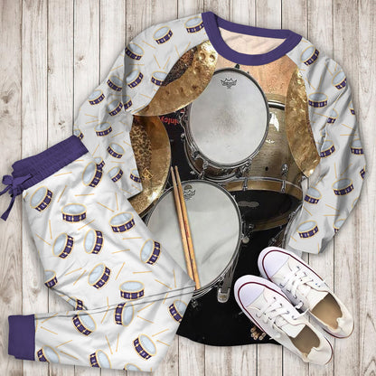 Drum Pajama Set | Pajamas | Cotton Sleepwear Sets | Soft Long Sleeve Pjs | Raglan Shirt and Pants Set