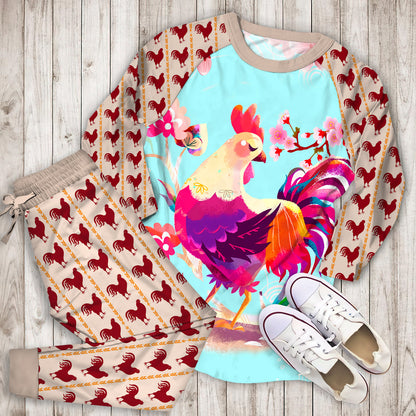 Rooster Pajama Set | Pajamas | Cotton Sleepwear Sets | Soft Long Sleeve Pjs | Raglan Shirt and Pants Set