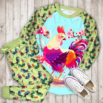 Rooster Pajama Set | Pajamas | Cotton Sleepwear Sets | Soft Long Sleeve Pjs | Raglan Shirt and Pants Set