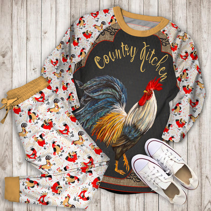 Rooster Pajama Set | Pajamas | Cotton Sleepwear Sets | Soft Long Sleeve Pjs | Raglan Shirt and Pants Set