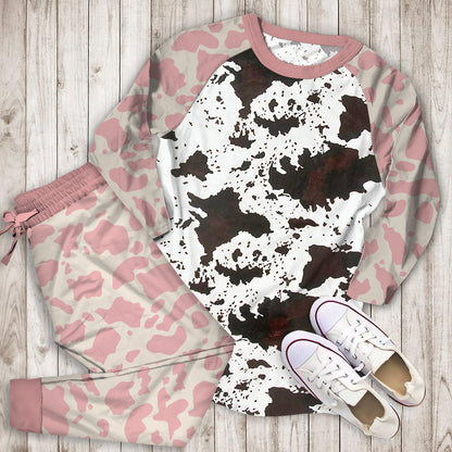 Cows Flower Pajama Set | Pajamas | Cotton Sleepwear Sets | Soft Long Sleeve Pjs | Raglan Shirt and Pants Set