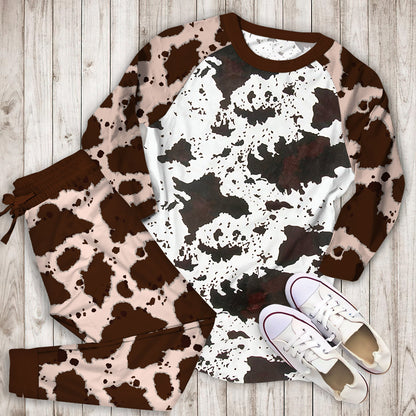 Cows Flower Pajama Set | Pajamas | Cotton Sleepwear Sets | Soft Long Sleeve Pjs | Raglan Shirt and Pants Set