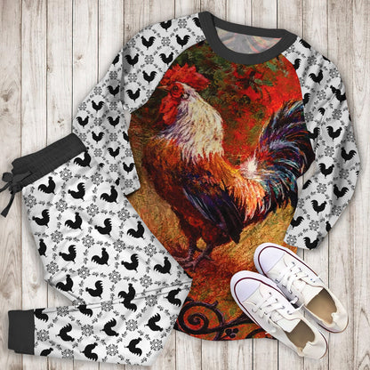 Rooster Pajama Set |Sleepwear Pjs Sets | Raglan Shirt Pants Set