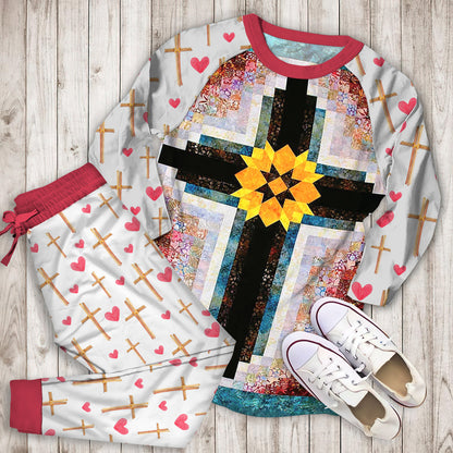 Cross Pajama Set | Pajamas | Cotton Sleepwear Sets | Soft Long Sleeve Pjs | Raglan Shirt and Pants Set