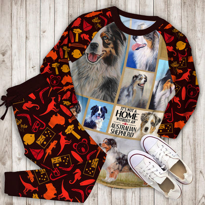 Australian Shepherd Mom Love Pajama Set |Sleepwear Pjs Sets | Raglan Shirt Pants Set