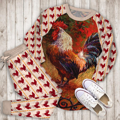 Rooster Pajama Set |Sleepwear Pjs Sets | Raglan Shirt Pants Set