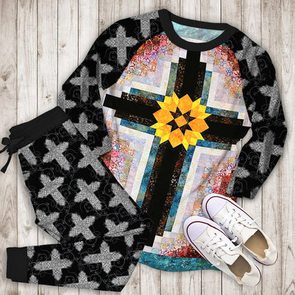 Cross Pajama Set | Pajamas | Cotton Sleepwear Sets | Soft Long Sleeve Pjs | Raglan Shirt and Pants Set