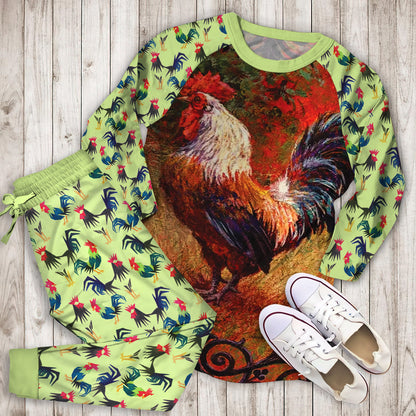 Rooster Pajama Set |Sleepwear Pjs Sets | Raglan Shirt Pants Set