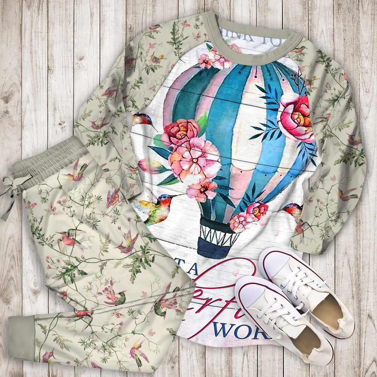 Humming Bird Pajama Set | Pajamas | Cotton Sleepwear Sets | Soft Long Sleeve Pjs | Raglan Shirt and Pants Set