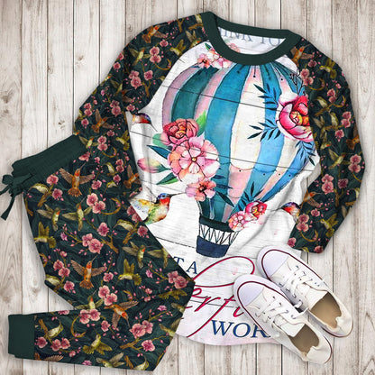 Humming Bird Pajama Set | Pajamas | Cotton Sleepwear Sets | Soft Long Sleeve Pjs | Raglan Shirt and Pants Set