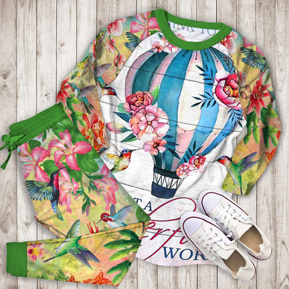 Humming Bird Pajama Set | Pajamas | Cotton Sleepwear Sets | Soft Long Sleeve Pjs | Raglan Shirt and Pants Set