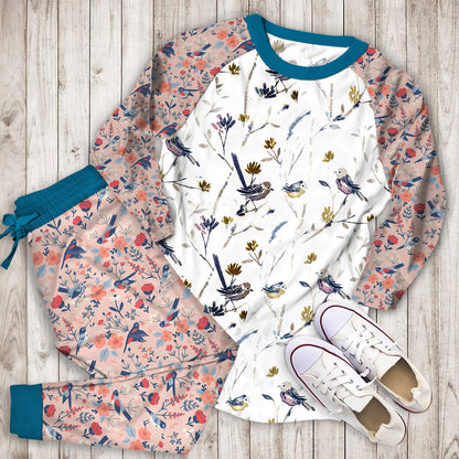 Bird Pajama Set | Pajamas | Cotton Sleepwear Sets | Soft Long Sleeve Pjs | Raglan Shirt and Pants Set