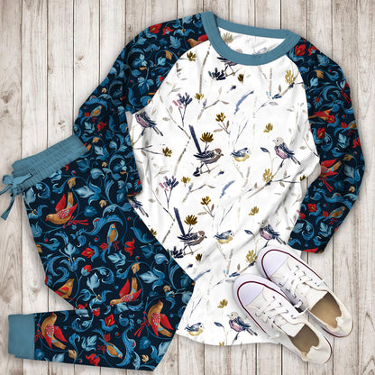 Bird Pajama Set | Pajamas | Cotton Sleepwear Sets | Soft Long Sleeve Pjs | Raglan Shirt and Pants Set